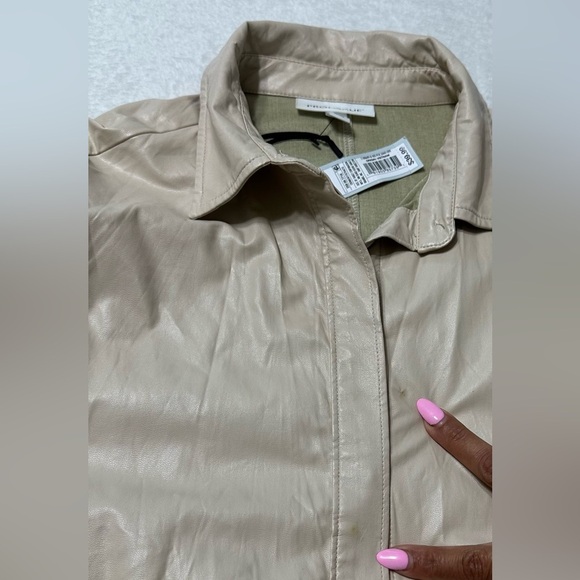 Prologue Cream Faux Leather Puff Poet Sleeve Button Duster Jacket /Dress - Picture 13 of 16